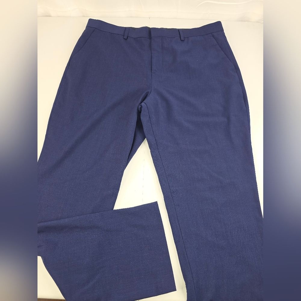 Express Men's Blue Dress Pants Flat Front Size 36X32 Slim Casual C-3209